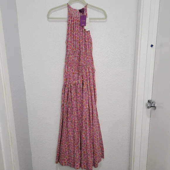 J Crew Tie-waist halter dress in Liberty® Ellie fabric NWT Sz M CA089 - Picture 6 of 10